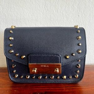 Furla Black Studded Crossbody Bag